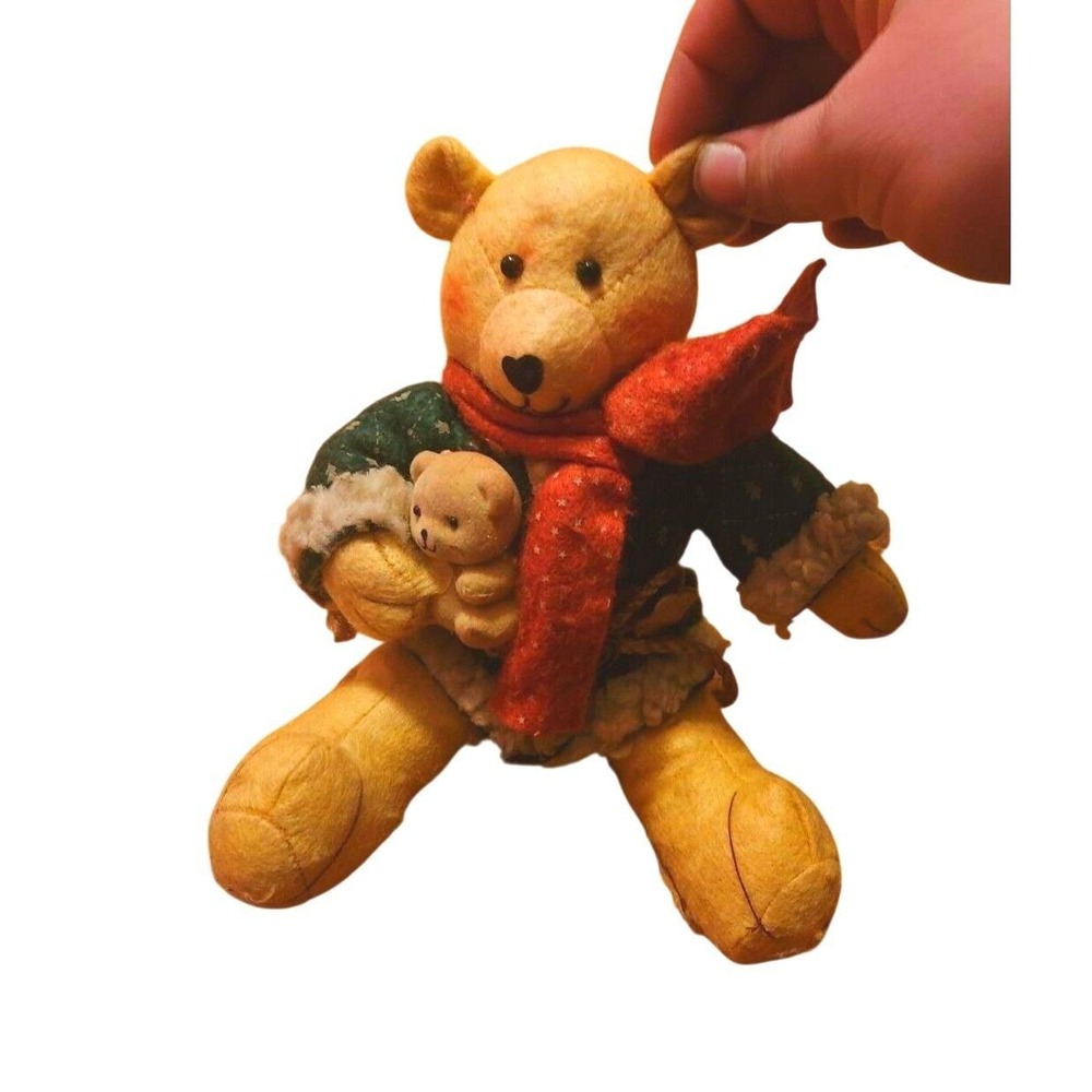 Vintage‎ Teddy Bear in Green Coat Soft Adorable Plush Stuffed Animal Toy 10"